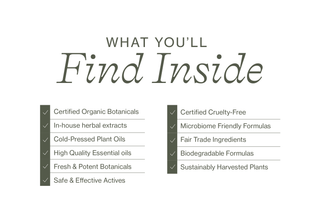 A bulleted list of ingredients and commitments contained in Apoterra products