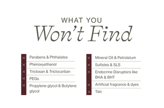 A bulleted list of harmful ingredients that are guaranteed to not be found within Apoterra products. 