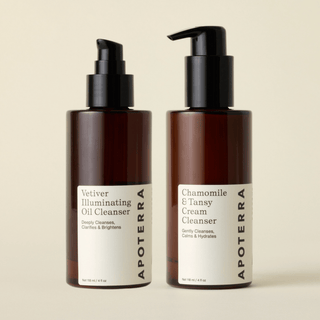 Apoterra Vetiver Oil Cleanser and Chamomile Cream Cleanser duo kit