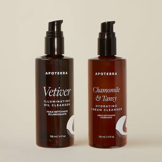 Apoterra Vetiver Oil Cleanser and Chamomile Cream Cleanser duo kit