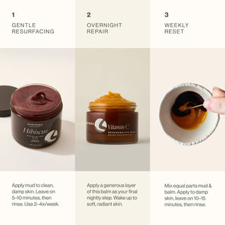 Ultimate Masking Duo how to use for gentle resurfacing, and overnight repair. 