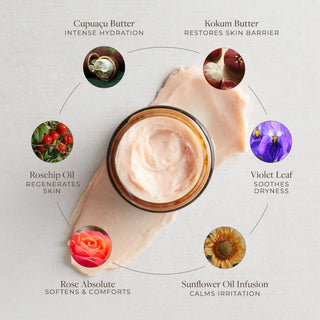 Rose & Violet Leaf Body Butter by Apoterra with Cupuacu, Shea & Kokum body butters for improved hydration, barrier support, regeneration, soothing irritation