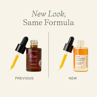 New Look, Same Formula.  Apoterra Rose Nourishing Facial Oil has a new look. It now comes in a UV protected clear bottle with a simple label.  During our transition to the new look and new name, you may receive either version.