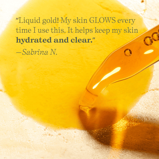 Apoterra's Sea Berry Balancing Facial Oil made with c0q10 is liquid gold one customer review states that helps skin stay hydrated and clear.
