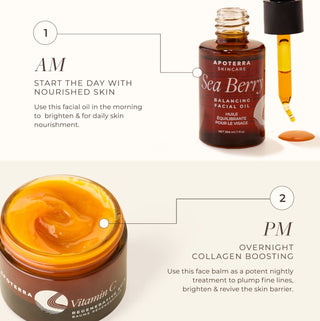 Apoterra's Holy Grail Duo nourishes skin during the day while boosting collagen overnight benefits