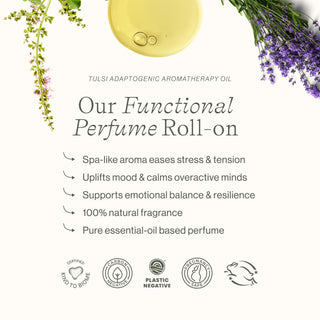 Tulsi Adaptogenic Perfume Roll-on benefits for spa-like aroma & easing tension