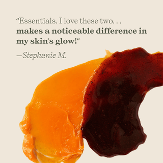 Apoterra Ultimate Masking Duo customer review of glowing skin with texture smears of both the Apoterra Vitamin C Balm and the Apoterra Hibiscus Exfoliating Mask