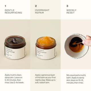 Ultimate Masking Duo how to use for gentle resurfacing, and overnight repair. 