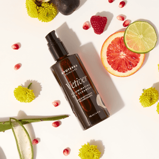 Apoterra Vetiver Oil Cleanser with Fruits still life
