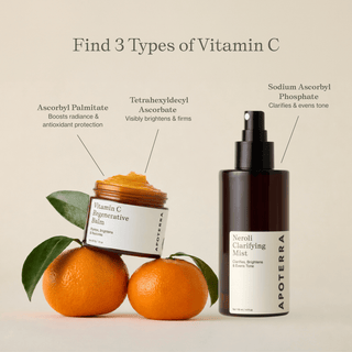 vitamin c brightening duo with information about the 3 types of vitamin c found in this duo: ascorbyl palmitate, tetrahexyldecyl ascorbate, and sodium ascorbyl phosphate for radiance boosting, brightening, and tone-evening clarity. 